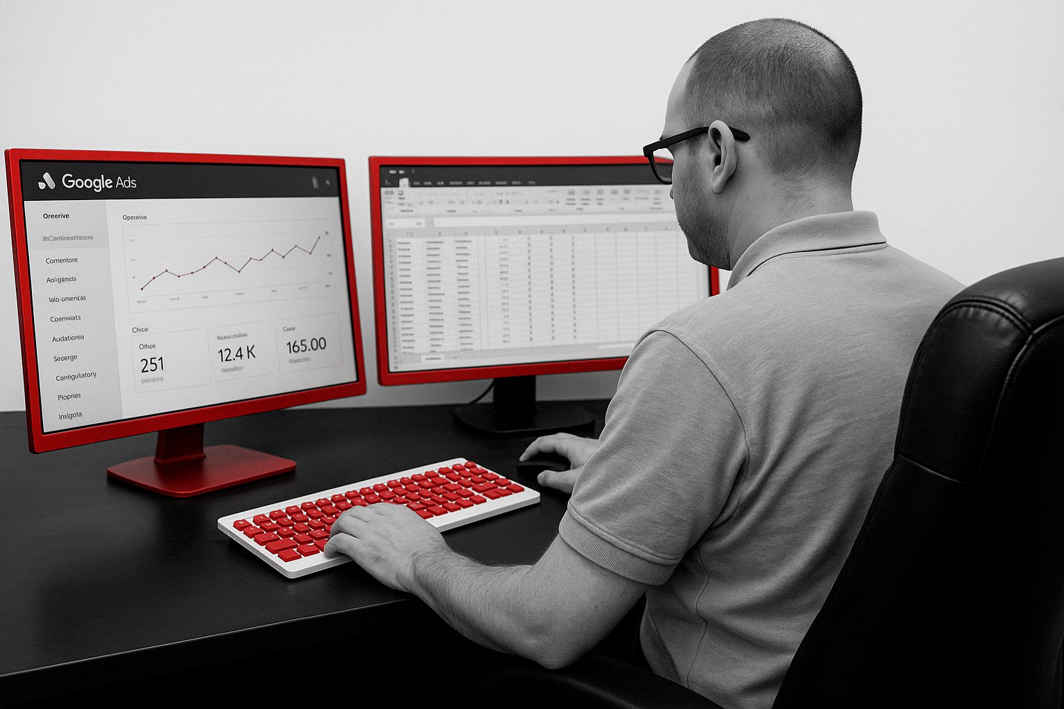 Marketing Digital 1 Profissional a gerir campanhas de Google Ads e análise de dados no contexto de marketing digital à medida